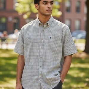 Carhartt Men's Casual Checkered Button Down Shirt - Blue